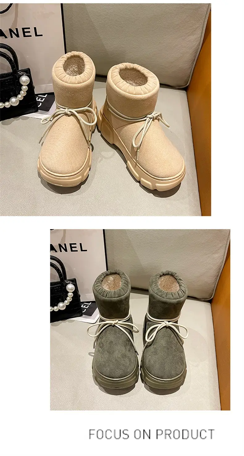 Nanbowan outdoor cotton-padded shoes women's winter Internet celebrity lace-up EVA height-increasing outdoor non-slip high-top warm snow boots — feature 17