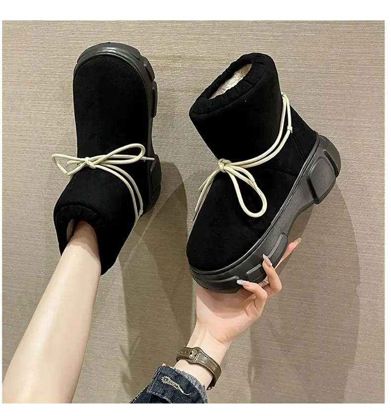 Nanbowan outdoor cotton-padded shoes women's winter Internet celebrity lace-up EVA height-increasing outdoor non-slip high-top warm snow boots — feature 4
