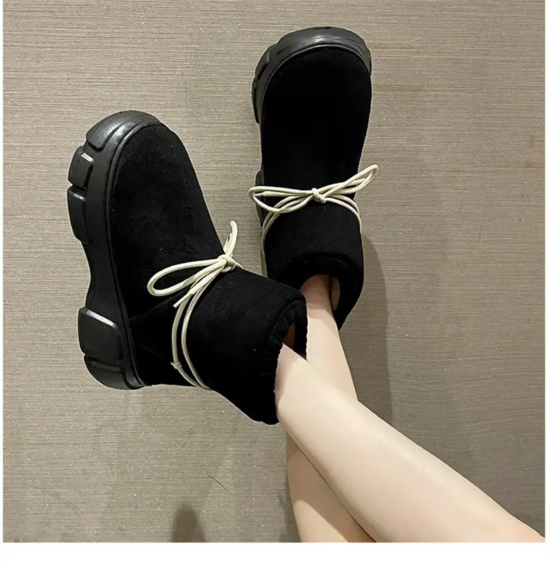 Nanbowan outdoor cotton-padded shoes women's winter Internet celebrity lace-up EVA height-increasing outdoor non-slip high-top warm snow boots — feature 5