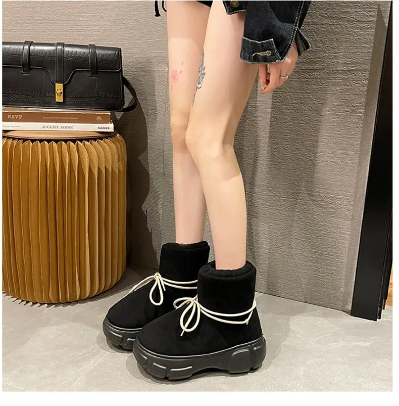 Nanbowan outdoor cotton-padded shoes women's winter Internet celebrity lace-up EVA height-increasing outdoor non-slip high-top warm snow boots — feature 6