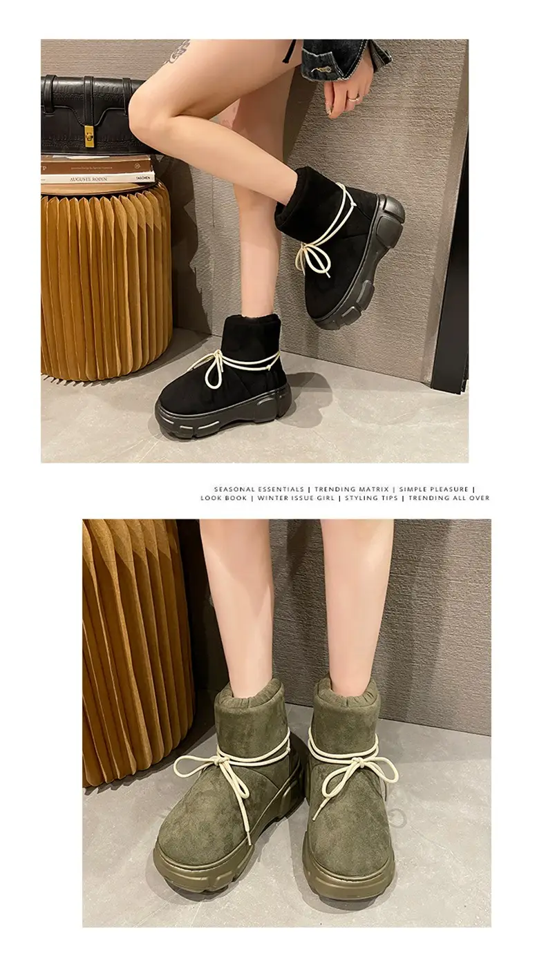 Nanbowan outdoor cotton-padded shoes women's winter Internet celebrity lace-up EVA height-increasing outdoor non-slip high-top warm snow boots — feature 7