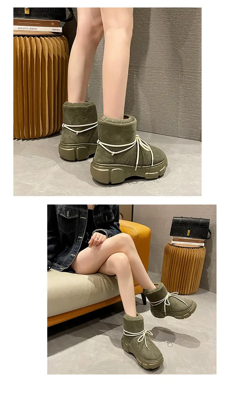 Nanbowan outdoor cotton-padded shoes women's winter Internet celebrity lace-up EVA height-increasing outdoor non-slip high-top warm snow boots — feature 8