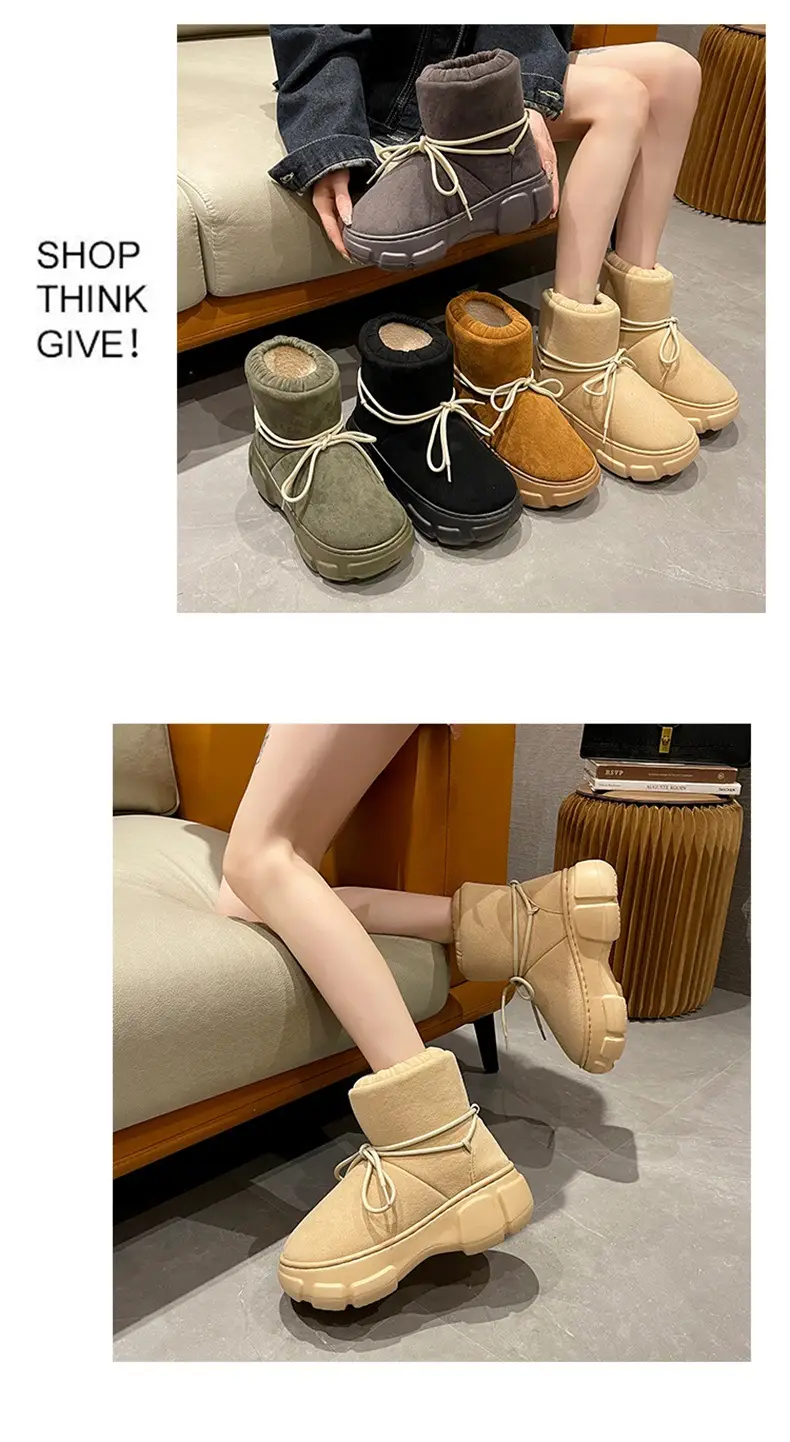 Nanbowan outdoor cotton-padded shoes women's winter Internet celebrity lace-up EVA height-increasing outdoor non-slip high-top warm snow boots — feature 9