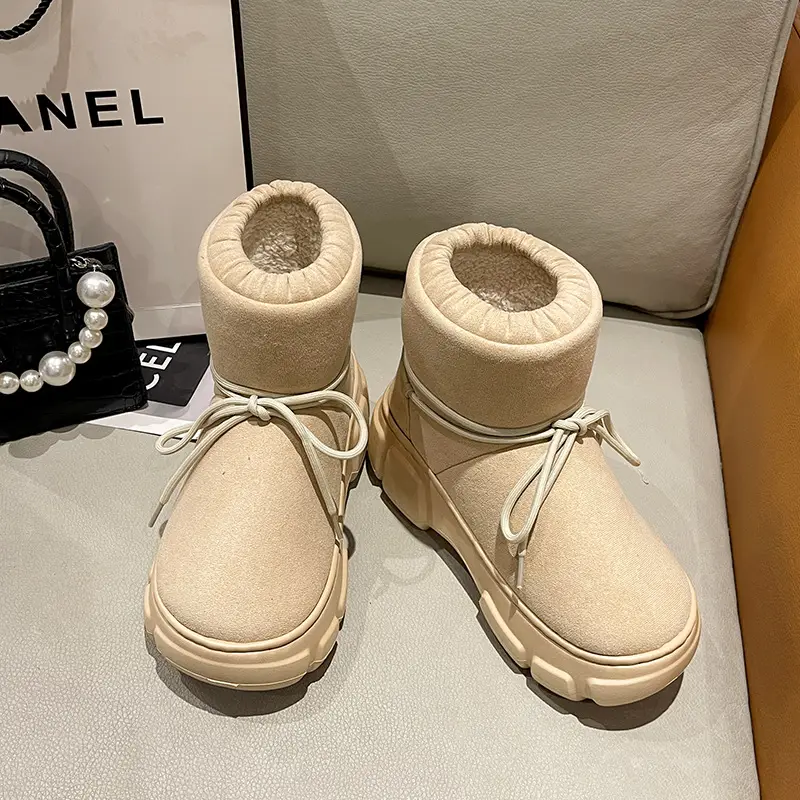 Nanbowan outdoor cotton-padded shoes women's winter Internet celebrity lace-up EVA height-increasing outdoor non-slip high-top warm snow boots - Image 2