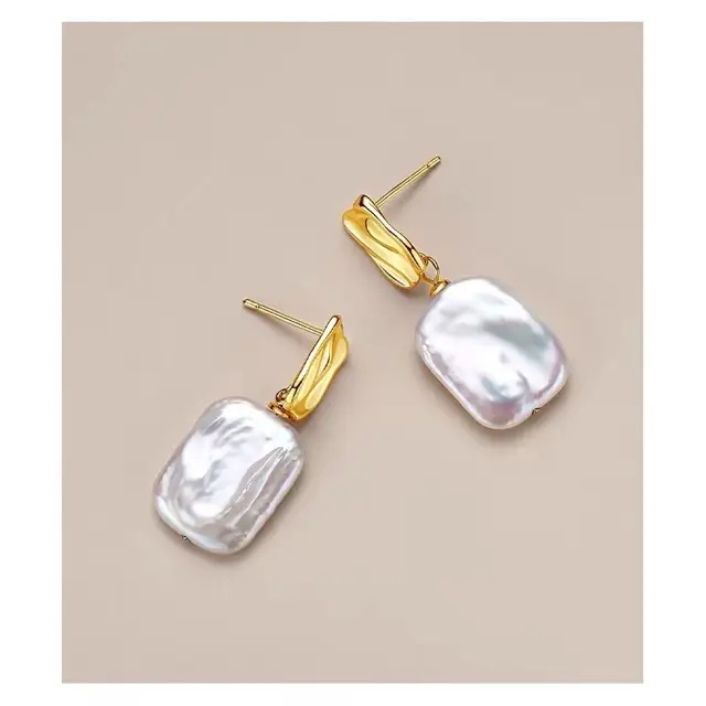 Natural Baroque Irregular Pearl Earrings for Women