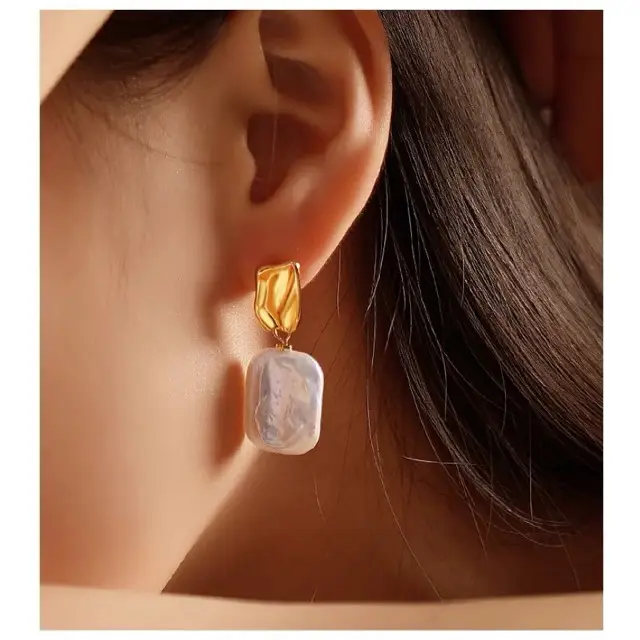 Natural Baroque Irregular Pearl Earrings for Women