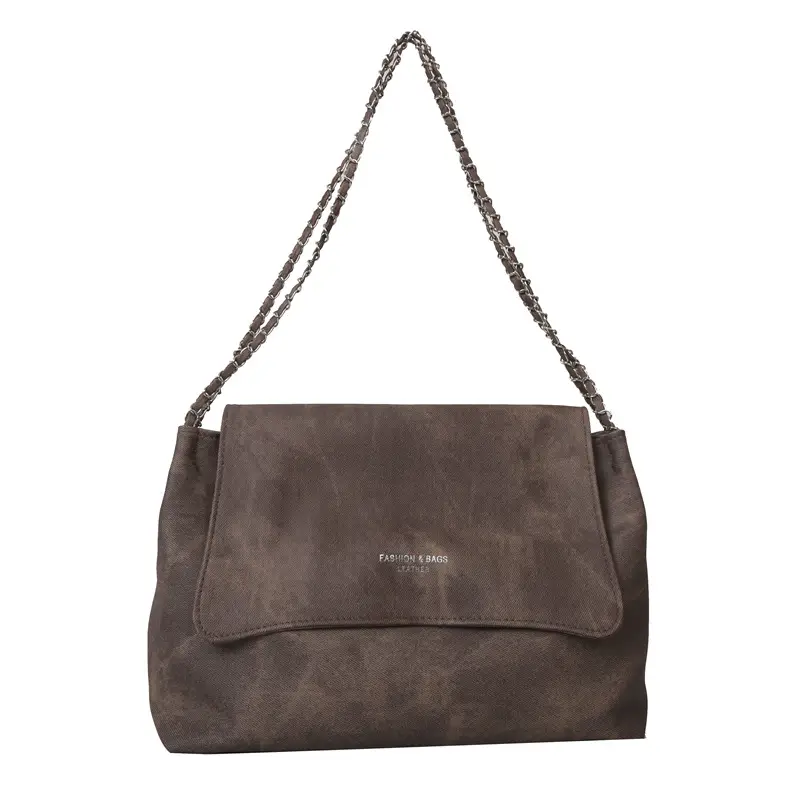 Grey Chain Shoulder Bag for Women 2023 Winter - Image 6