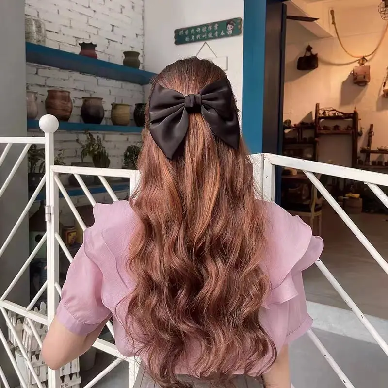 Satin Bow Head Hairpin Black Clip High Grade - Image 9