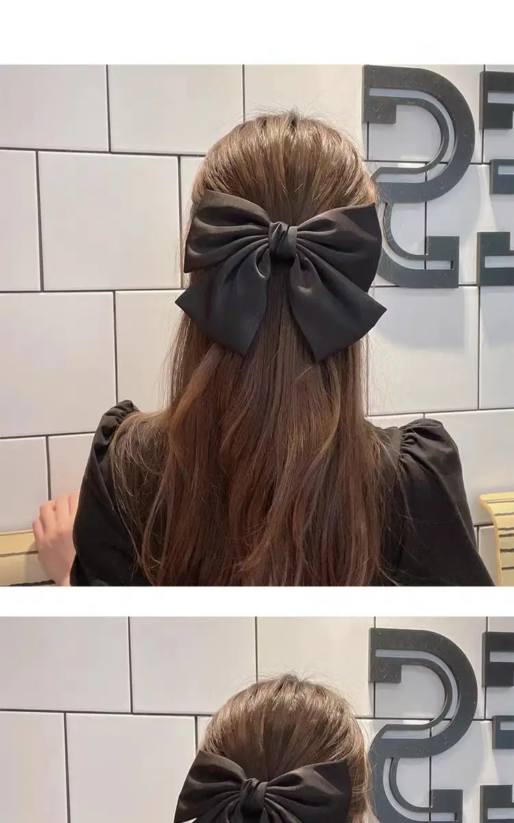 Satin Bow Head Hairpin Black Clip High Grade — feature 2
