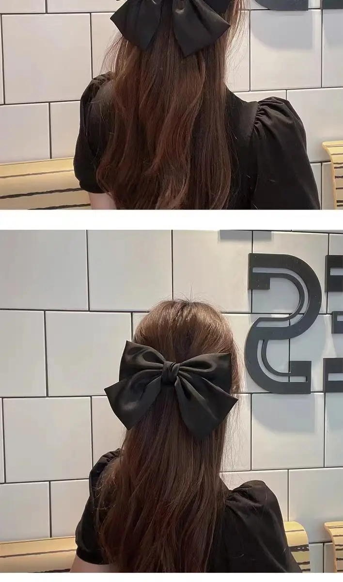 Satin Bow Head Hairpin Black Clip High Grade — feature 3