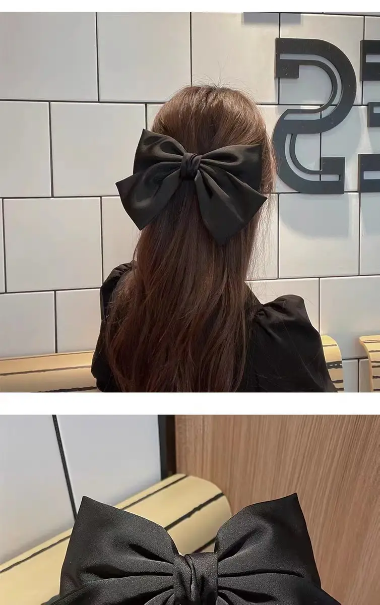 Satin Bow Head Hairpin Black Clip High Grade — feature 4