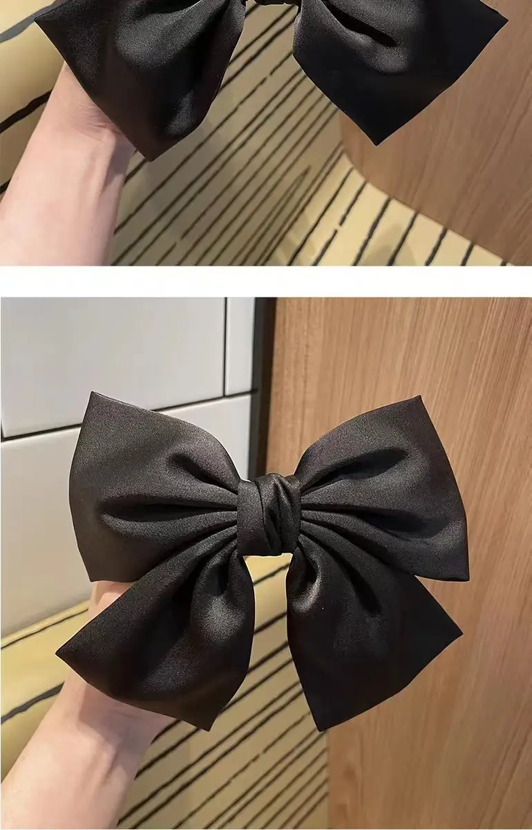 Satin Bow Head Hairpin Black Clip High Grade — feature 5