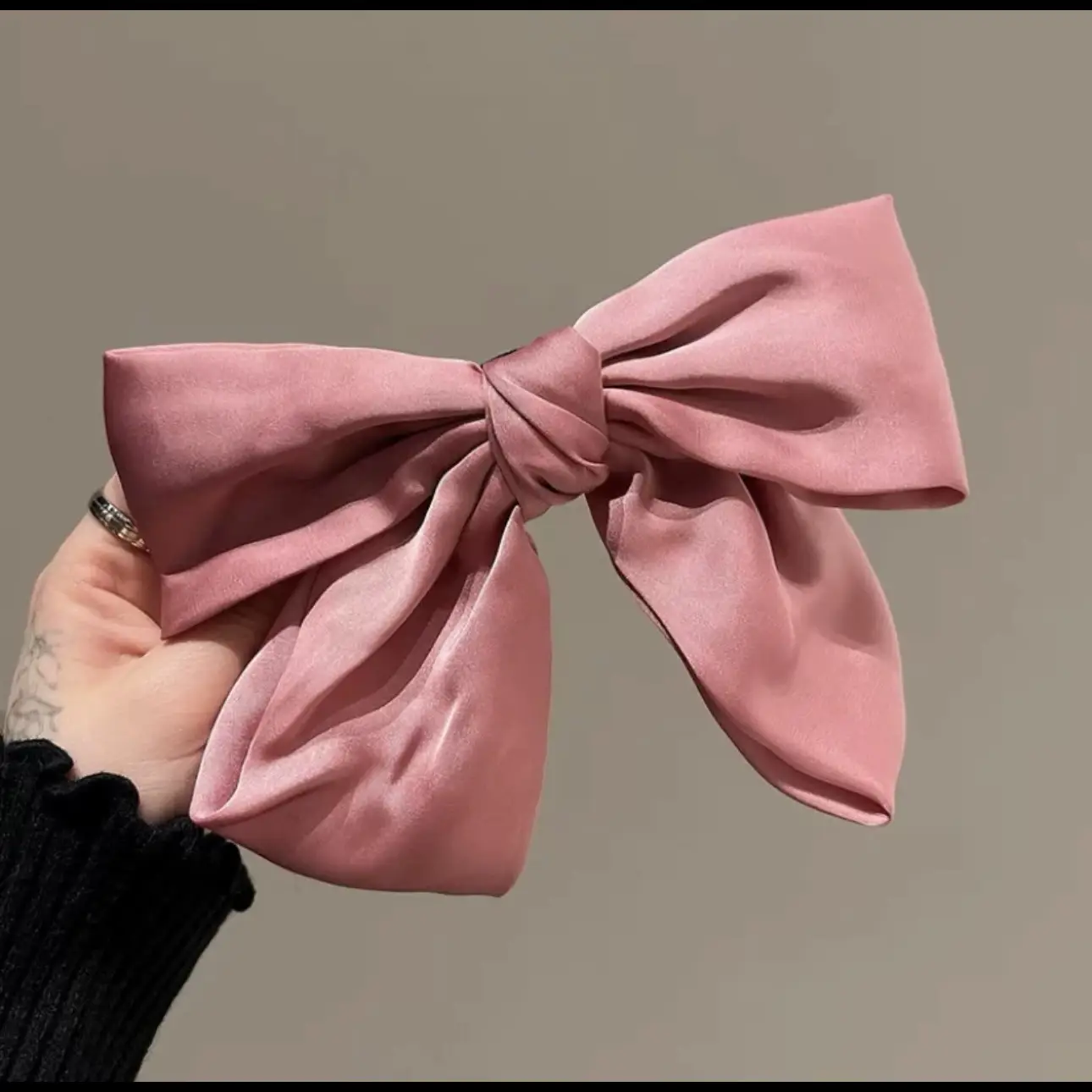 Satin Bow Head Hairpin Black Clip High Grade - Image 3