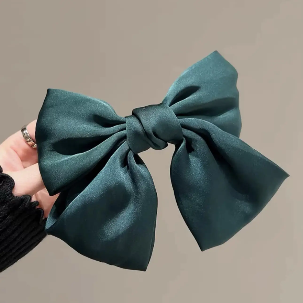 Satin Bow Head Hairpin Black Clip High Grade - Image 6