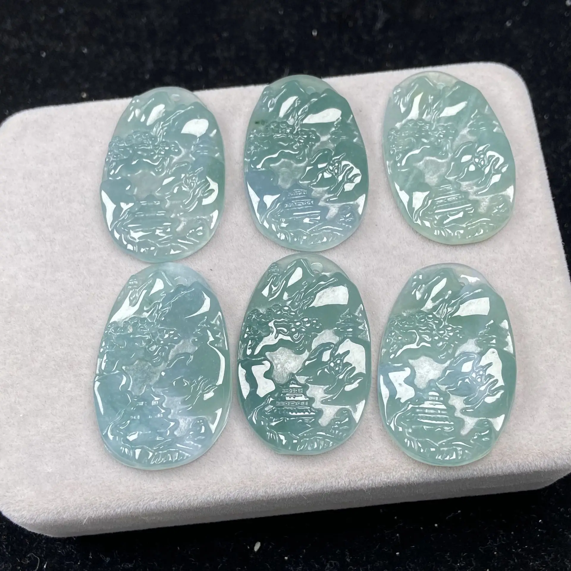 Natural Jade A-Grade Pendant Ice Bottom Green Landscape - Image 4