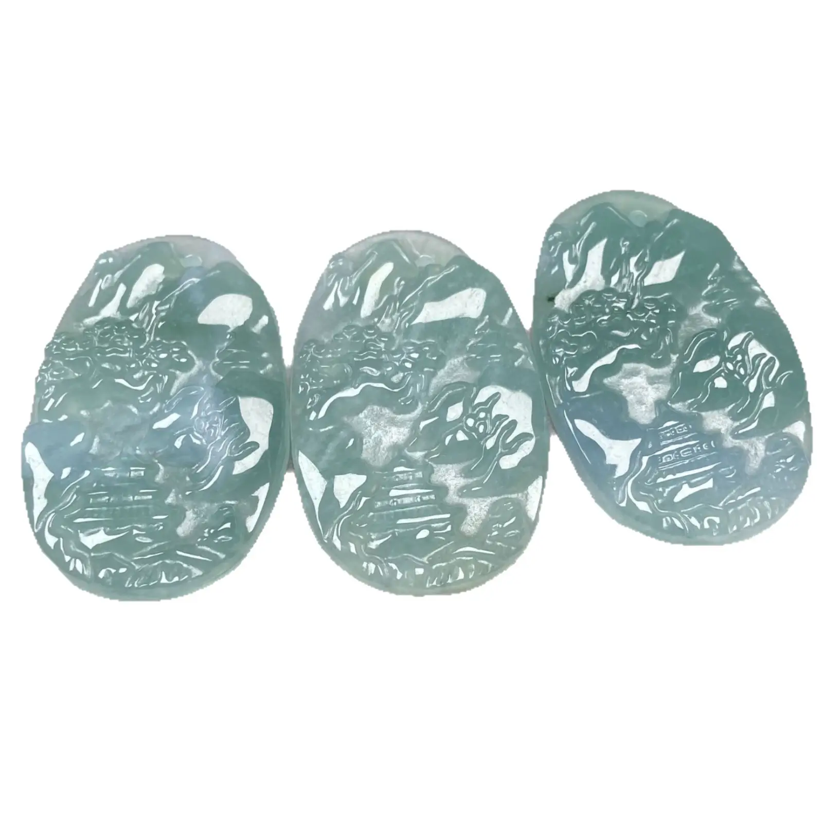 Natural Jade A-Grade Pendant Ice Bottom Green Landscape - Image 5