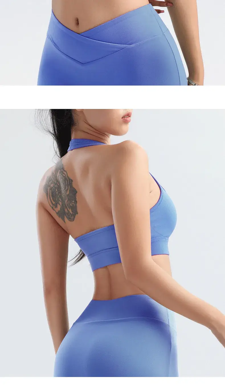 Brown Cross-Cross Neck Sports Bra Training Underwear Women — feature 10