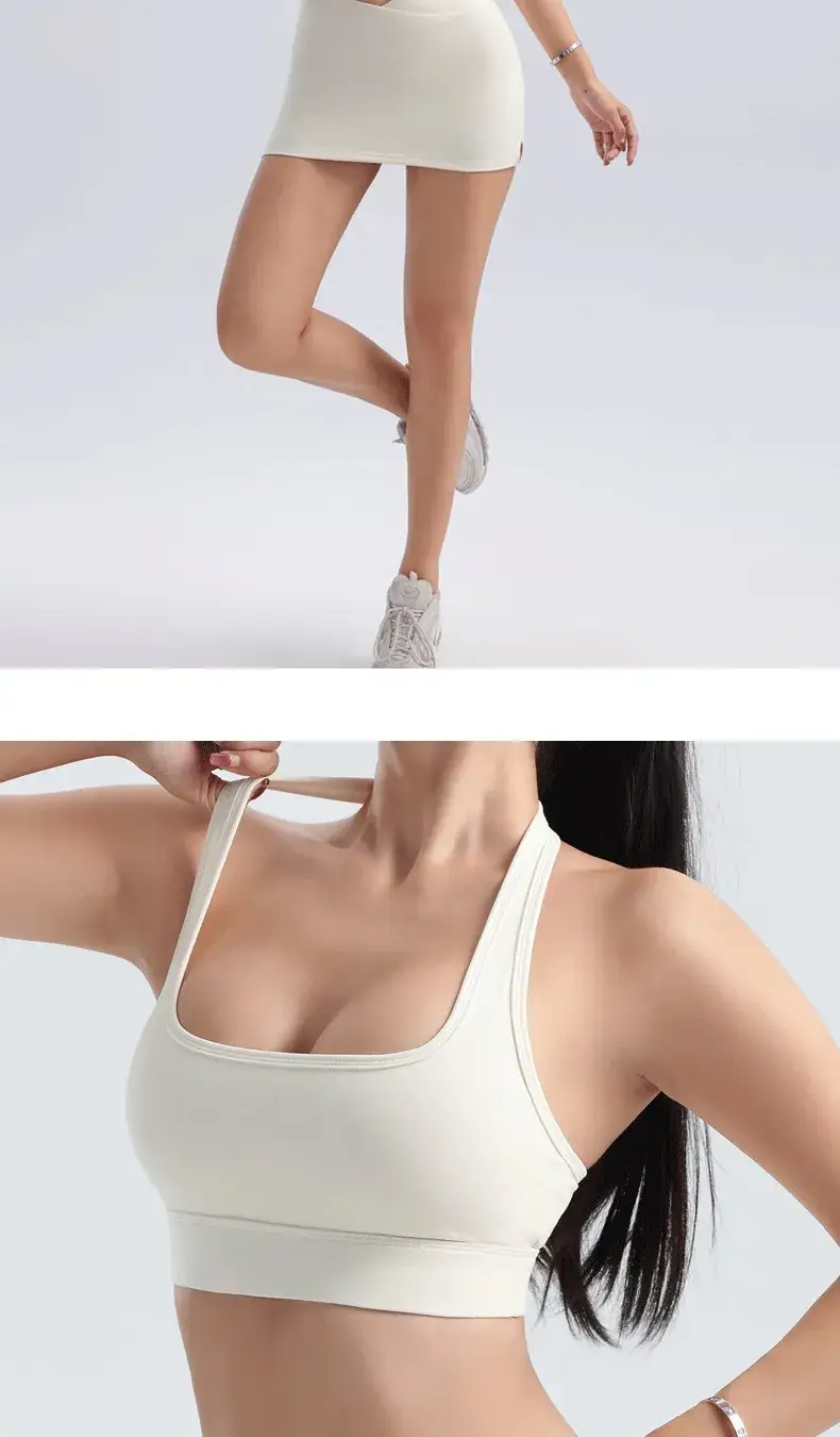 Brown Cross-Cross Neck Sports Bra Training Underwear Women — feature 12