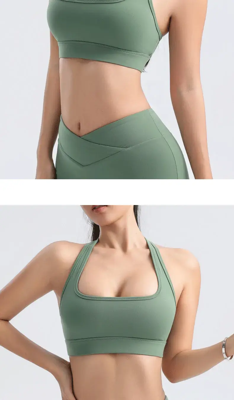 Brown Cross-Cross Neck Sports Bra Training Underwear Women — feature 14