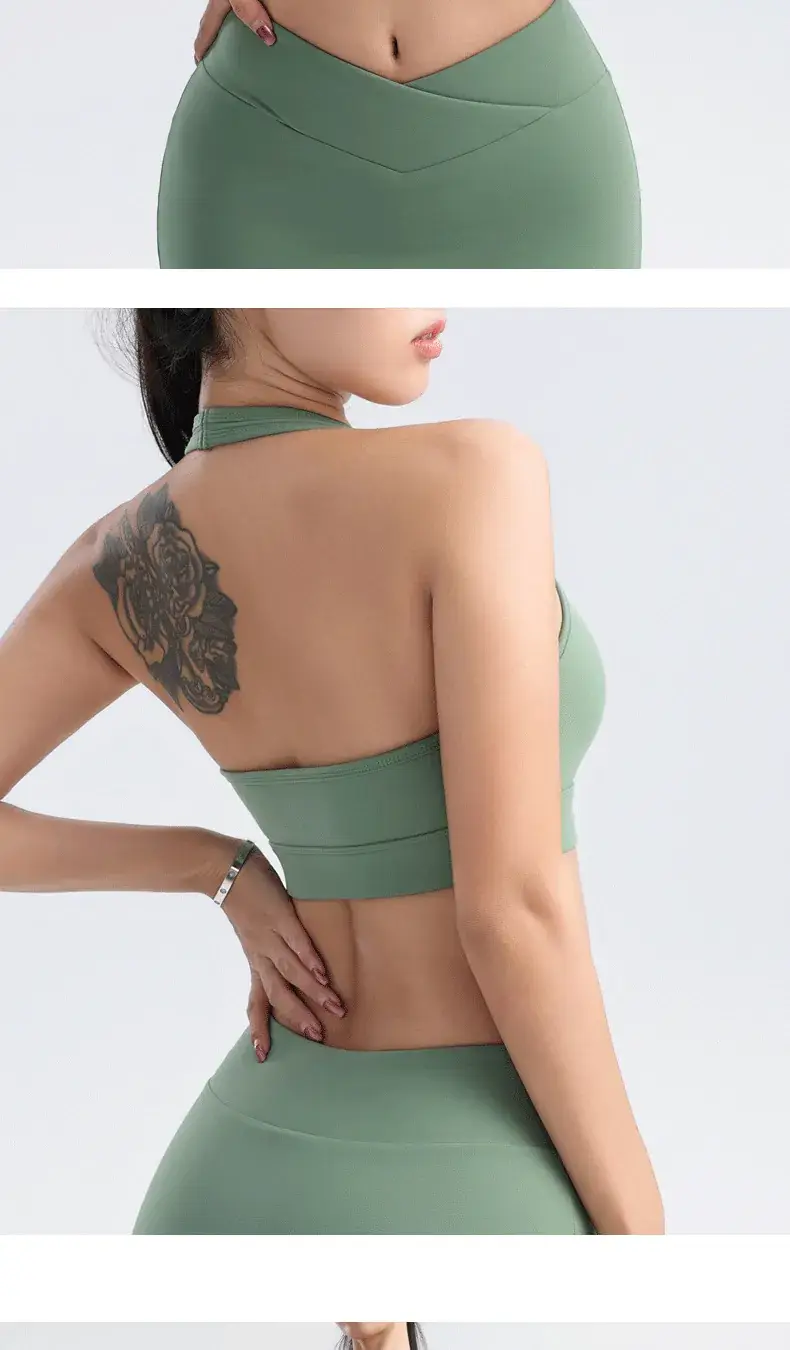 Brown Cross-Cross Neck Sports Bra Training Underwear Women — feature 15