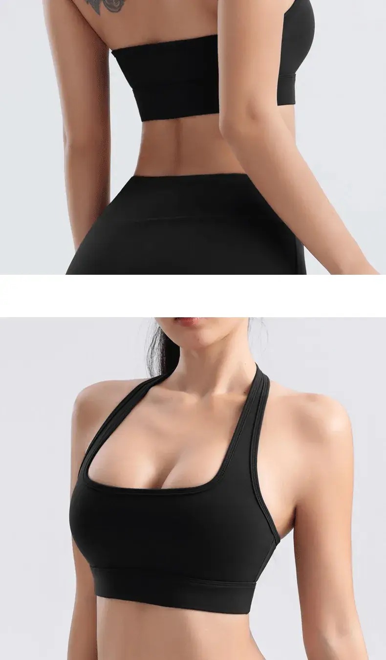 Brown Cross-Cross Neck Sports Bra Training Underwear Women — feature 17