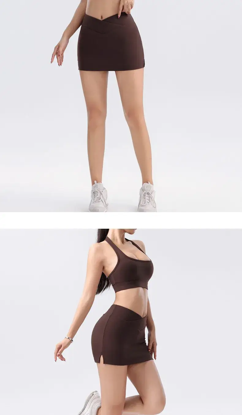 Brown Cross-Cross Neck Sports Bra Training Underwear Women — feature 7