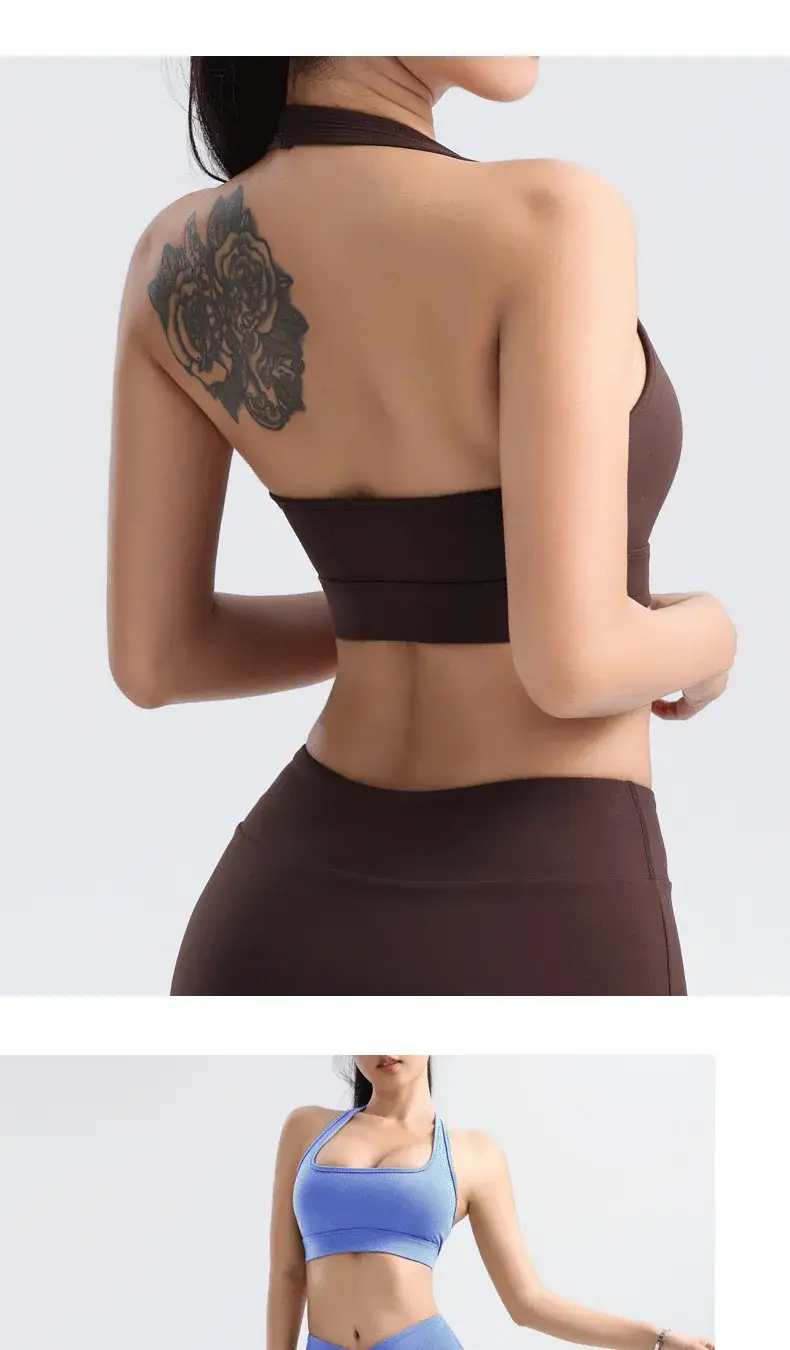 Brown Cross-Cross Neck Sports Bra Training Underwear Women — feature 8