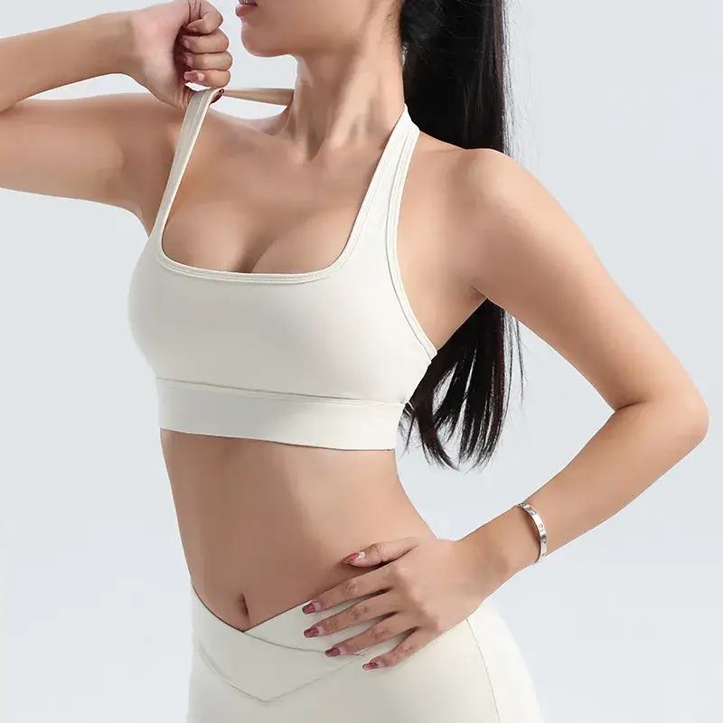 Brown Cross-Cross Neck Sports Bra Training Underwear Women - Image 2