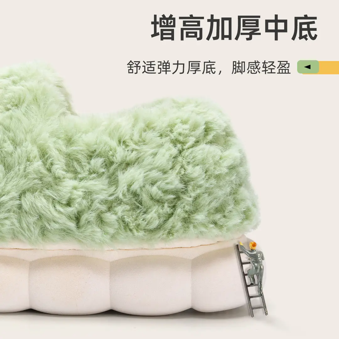 Plush Cotton Slippers for Women, Winter 2026 New Model, Furry Indoor Home Slippers for Couples, Outdoor Wear, Autumn and Winter Closed-Back Cotton Shoes for Men - Image 6