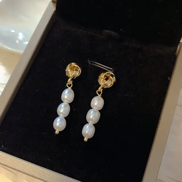 French Knot Pearl Earrings for Women - Image 3