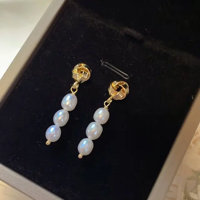 French Knot Pearl Earrings for Women - Image 4