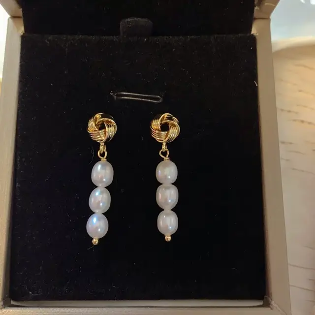 French Knot Pearl Earrings for Women - Image 5