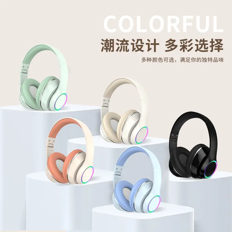 Bluetooth Wireless Headset with RGB Light & 40mm Foam Cover - Image 7