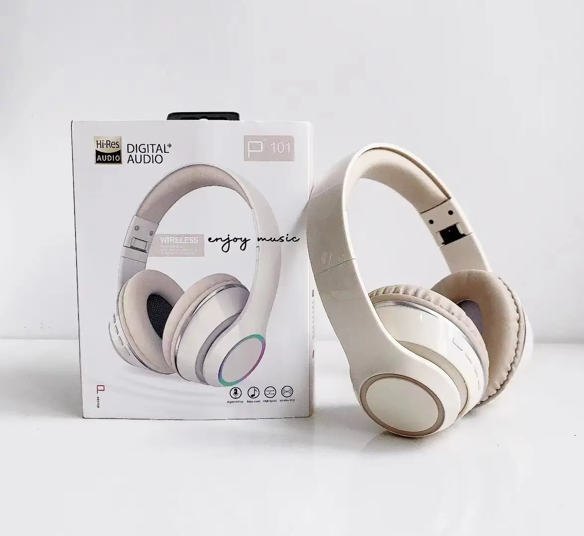 Bluetooth Wireless Headset with RGB Light & 40mm Foam Cover — feature 24