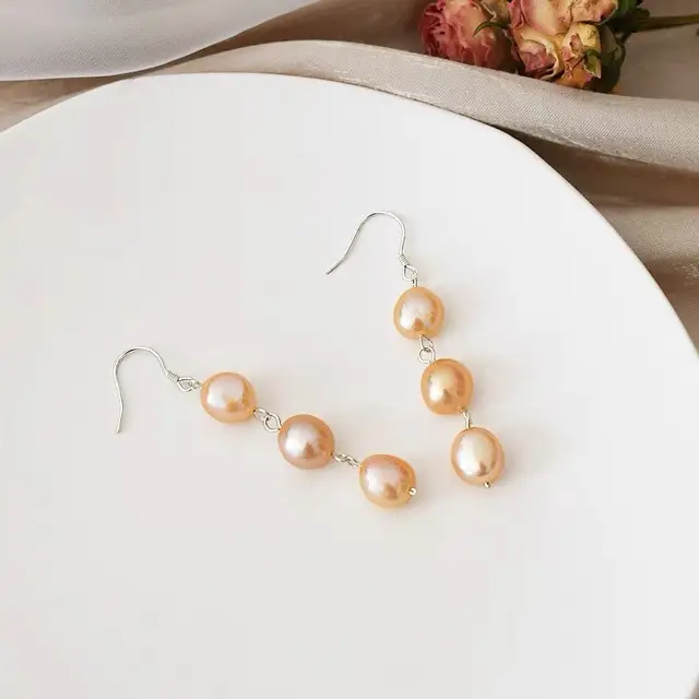 Natural Baroque Pearl Earrings Women's 925 Silver - Image 4