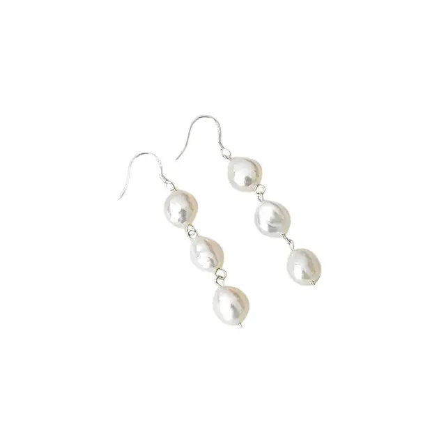 Natural Baroque Pearl Earrings Women's 925 Silver - Image 5