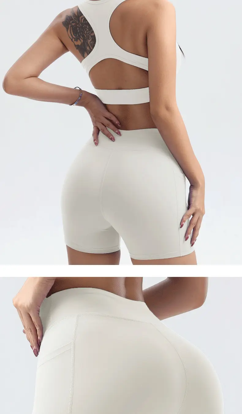 Women's White Elastic Running Shorts for Yoga — feature 18