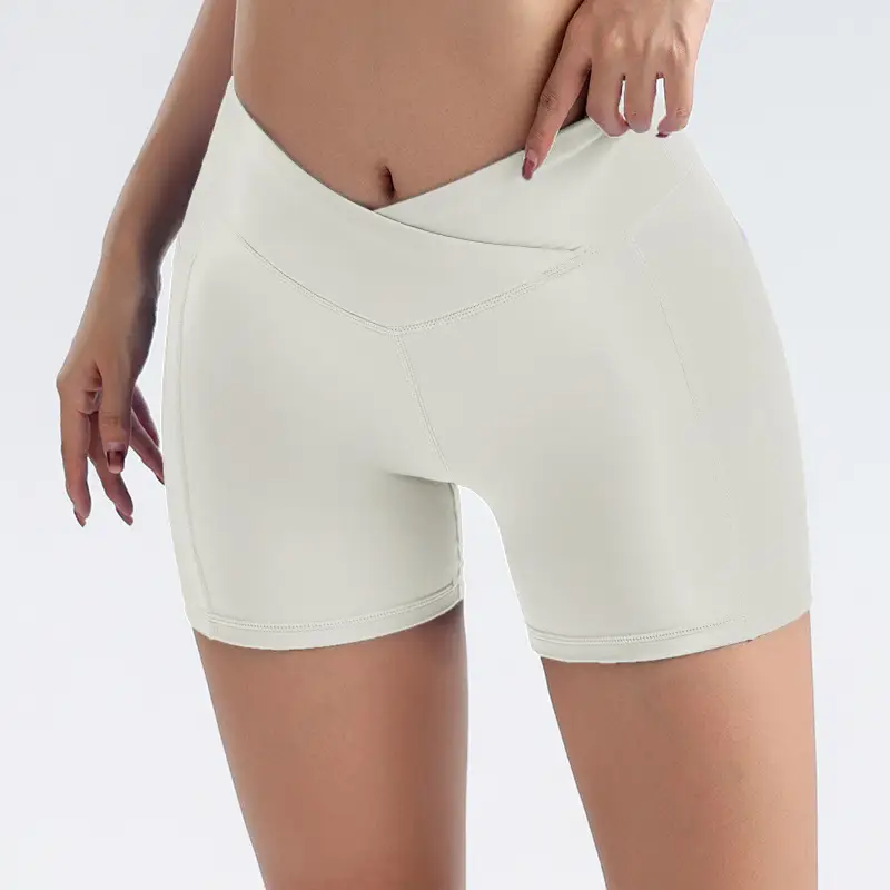 Women's White Elastic Running Shorts for Yoga - Image 2