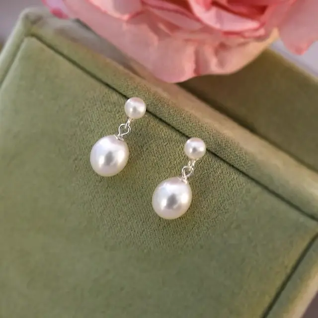 Natural Freshwater Pearl Earrings 925 Sterling Silver