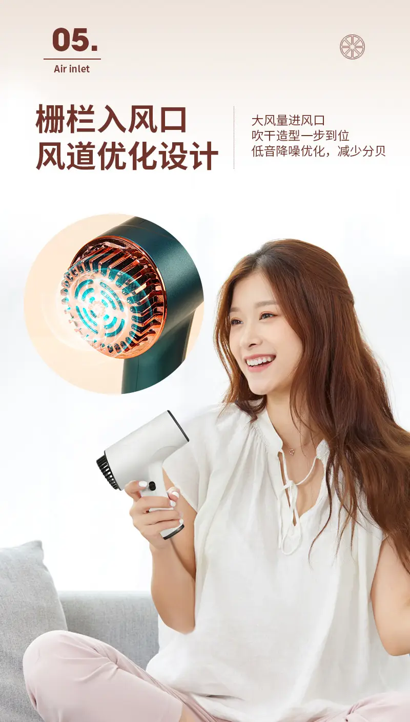 Wireless Hair Dryer Pink USB Rechargeable 500W — feature 13