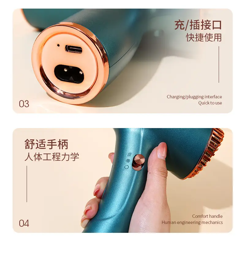 Wireless Hair Dryer Pink USB Rechargeable 500W — feature 17