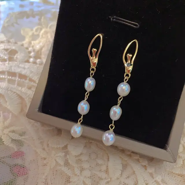 Ballet Girl's Pearl Earrings Silver Pin Korean Style - Image 2