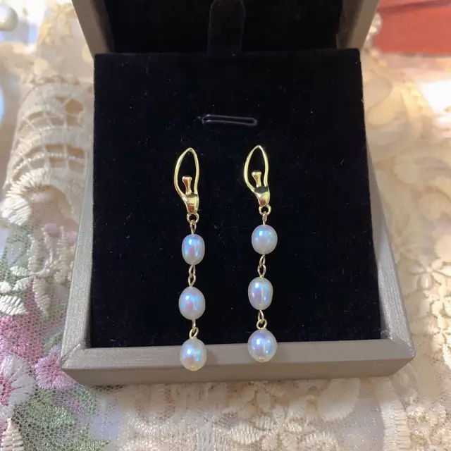 Ballet Girl's Pearl Earrings Silver Pin Korean Style - Image 4