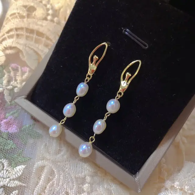 Ballet Girl's Pearl Earrings Silver Pin Korean Style - Image 5