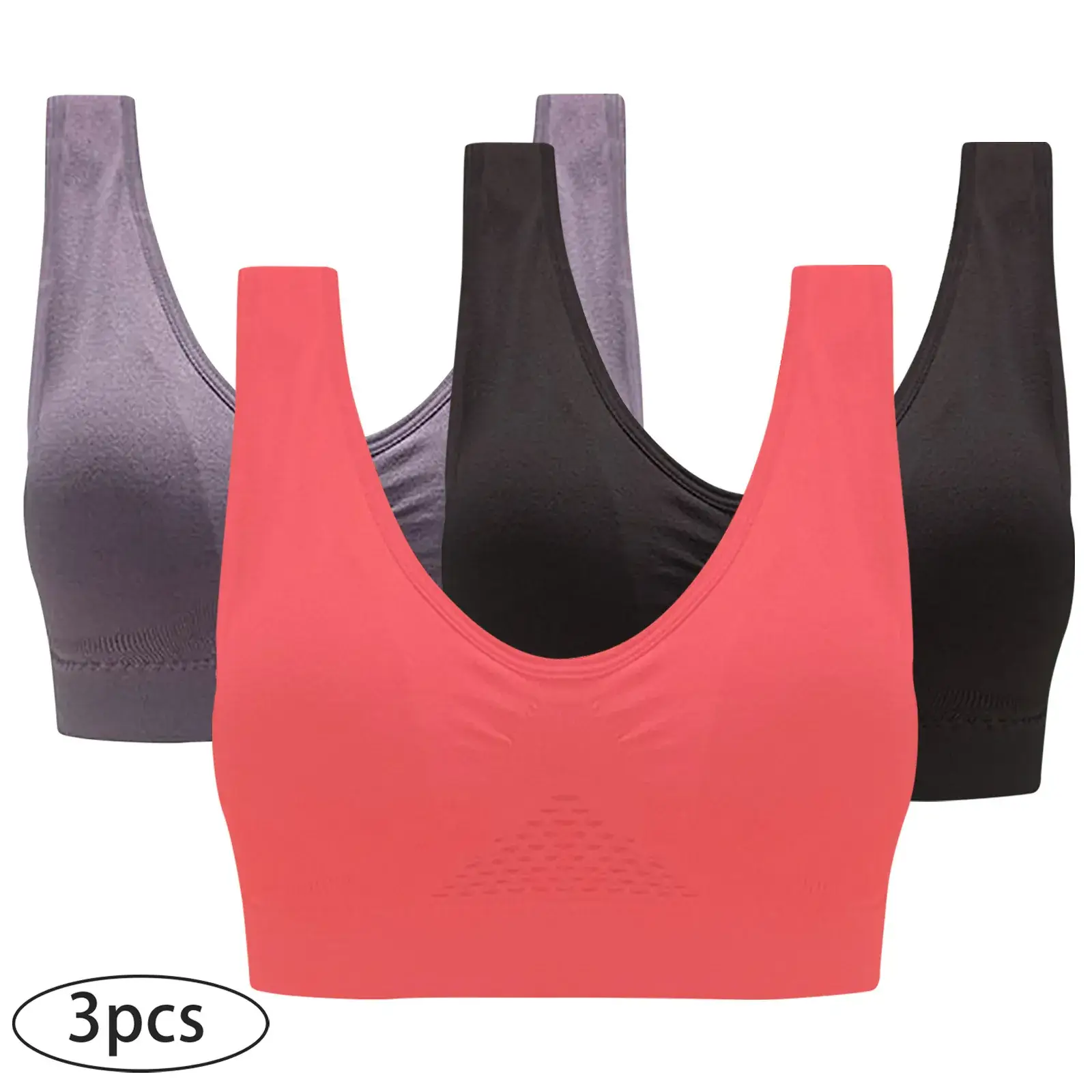 Plus Size Breathable Sports Bra Set of 3