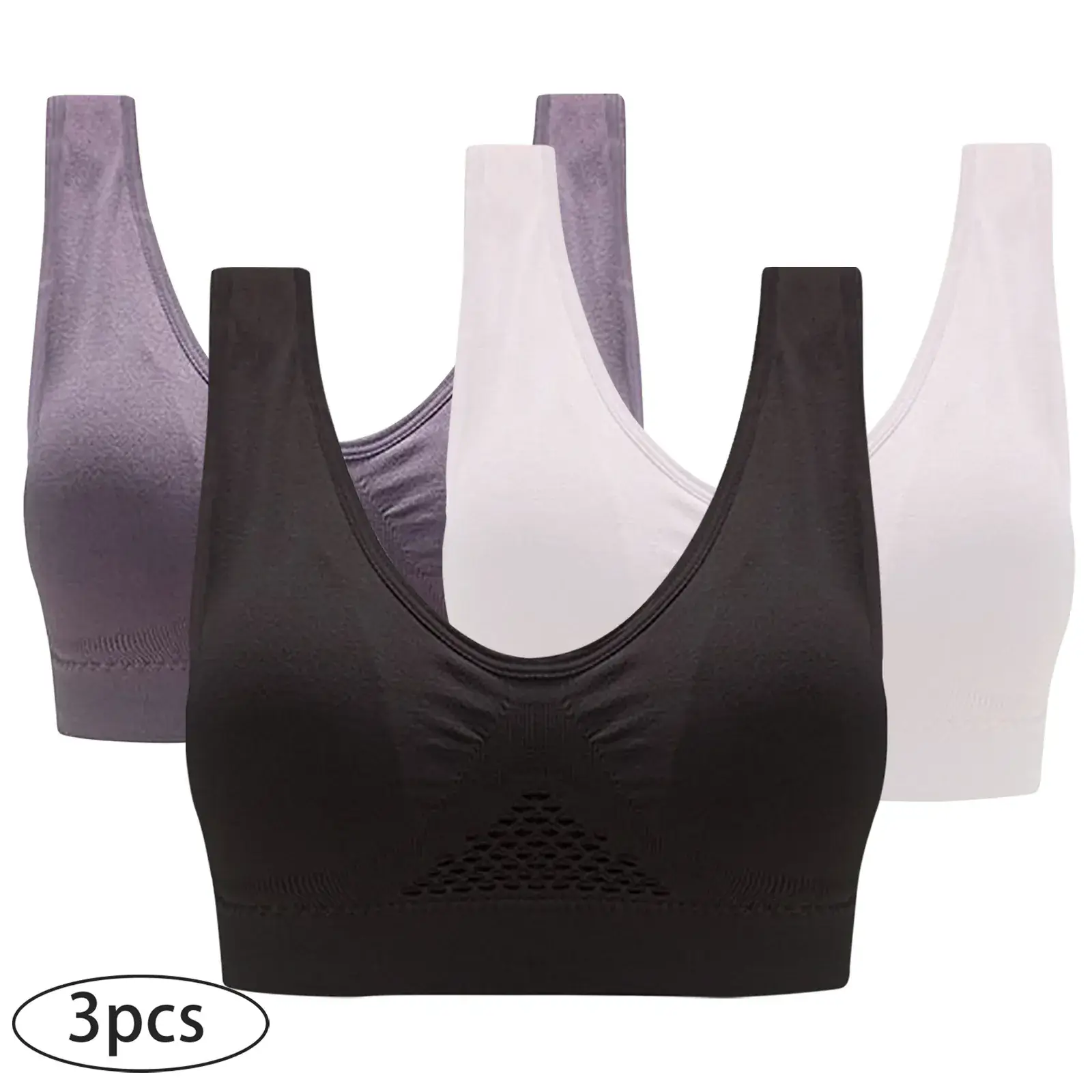 Plus Size Breathable Sports Bra Set of 3