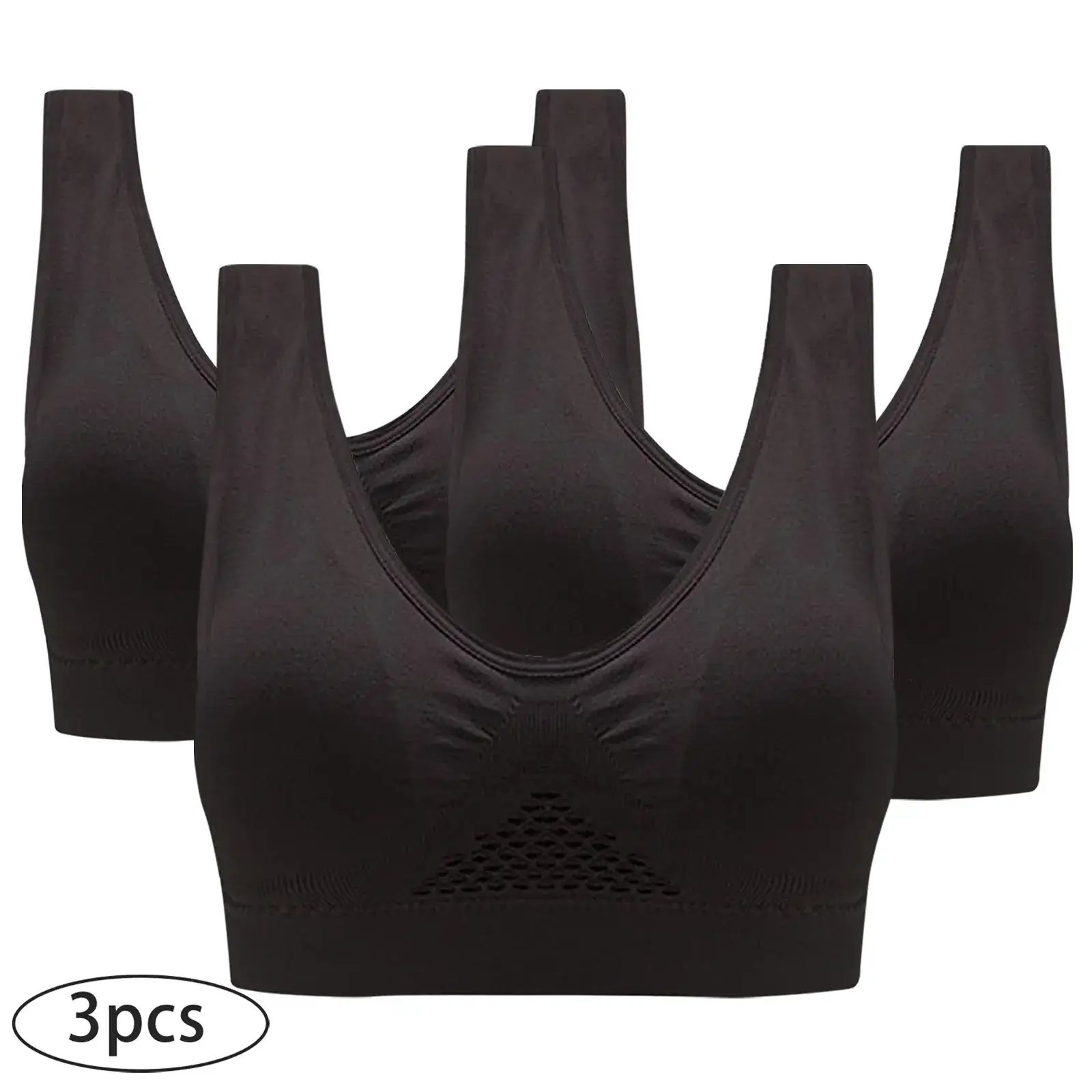 Plus Size Breathable Sports Bra Set of 3