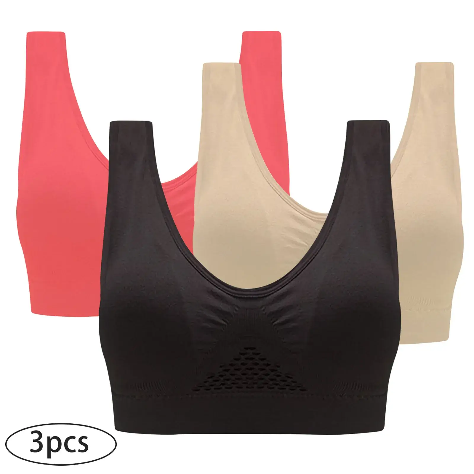 Plus Size Breathable Sports Bra Set of 3