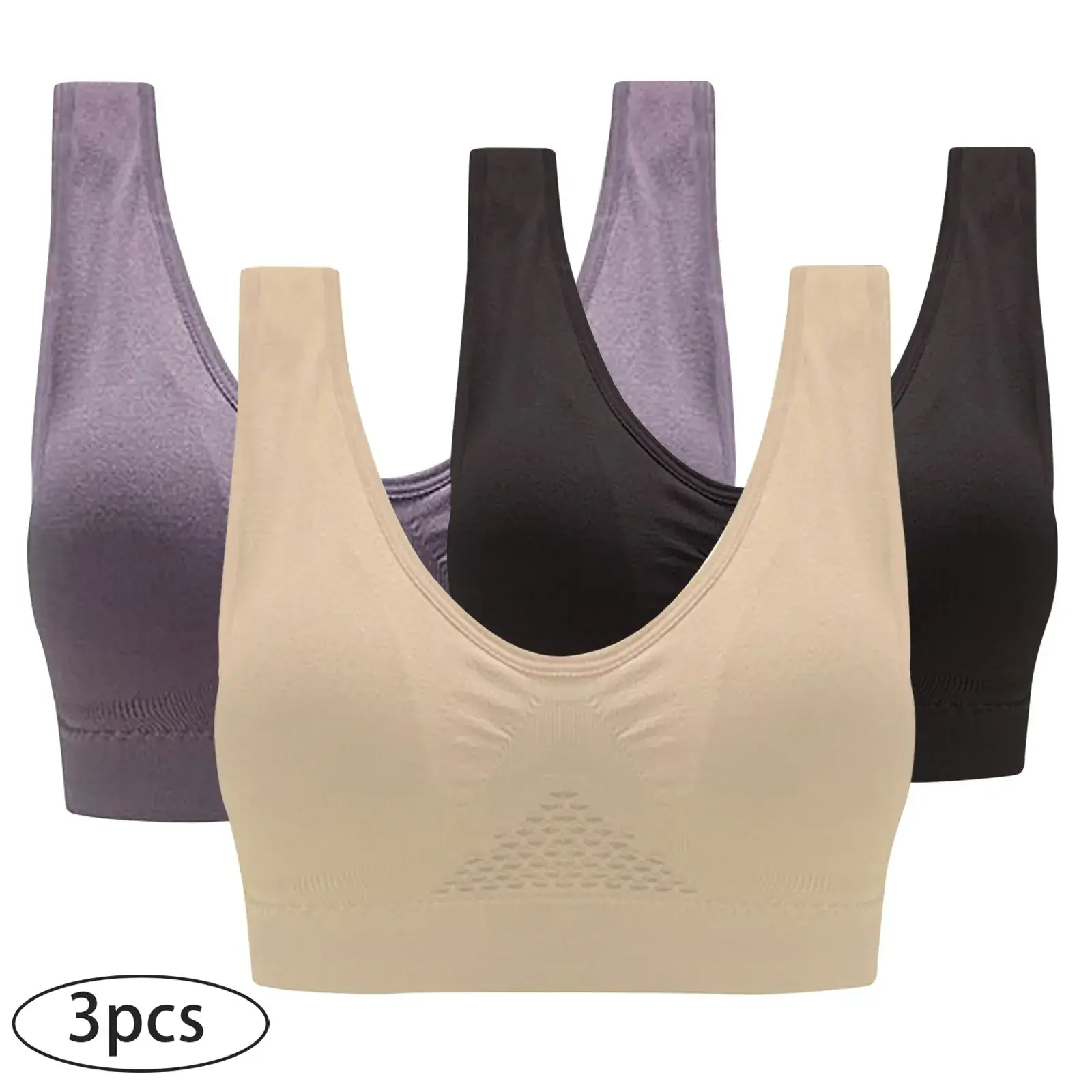 Plus Size Breathable Sports Bra Set of 3
