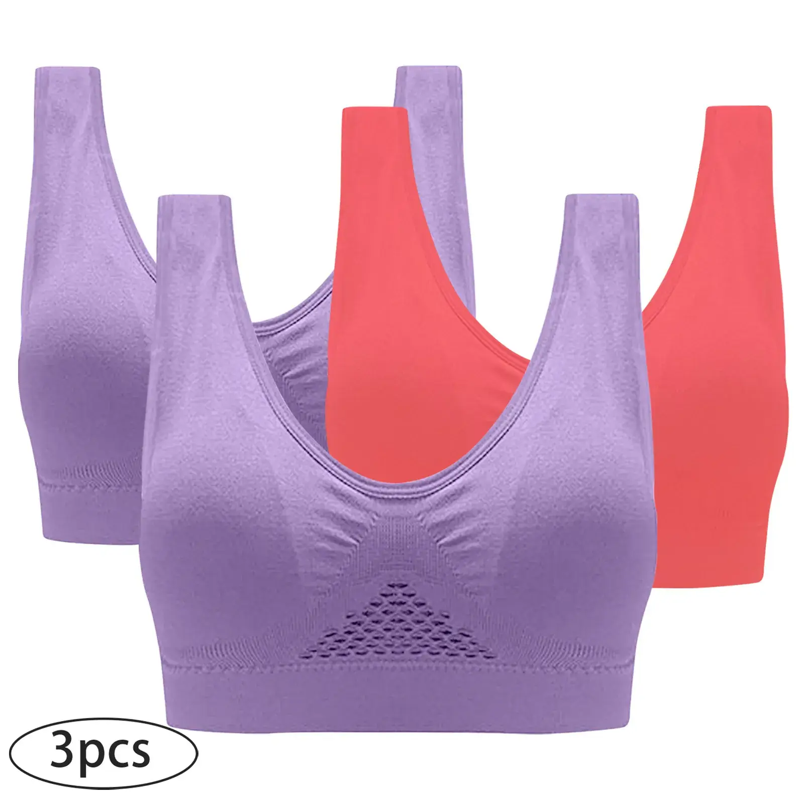 Plus Size Breathable Sports Bra Set of 3